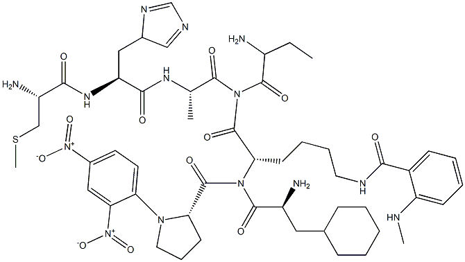 DNP-PRO-BETA-CYCLOHEXYL-ALA-ABU-CYS(ME)-HIS-ALA-LYS(N-ME-ABZ)-NH2,150956-93-7,结构式