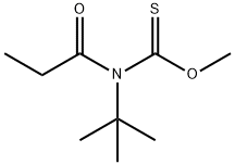 Carbamothioic  acid,  (1,1-dimethylethyl)(1-oxopropyl)-,  O-methyl  ester  (9CI) Struktur