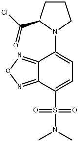 (R)-(+)-4-(N,N-ジメチルアミノスルホニル)-7-(2-クロロホルミルピロリジン-1-イル)-2,1,3-ベンゾキサジアゾール 化学構造式