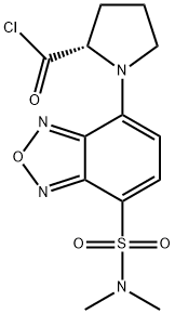 (S)-(-)-4-(N,N-二甲氨基磺酰)-7-(2-氯甲酰四氢吡咯-1-基)-2,1,3-苯并恶二唑[用于旋光纯度测定的高效液相色谱标记试剂], 150993-63-8, 结构式