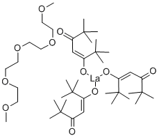 TRIS(2,2,6,6-TETRAMETHYL-3,5-HEPTANE-DIONATO)LANTHANUM TETRAGLYME ADDUCT Struktur