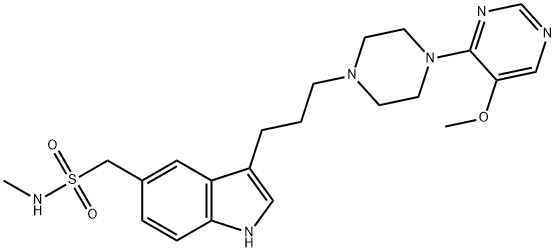 1-[3-[3-[4-(5-methoxypyrimidin-4-yl)piperazin-1-yl]propyl]-1H-indol-5-yl]-N-methyl-methanesulfonamide, 151140-96-4, 结构式