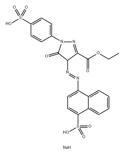 4,5-ジヒドロ-5-オキソ-4-[[4-(ソジオオキシスルホニル)-1-ナフチル]アゾ]-1-[4-(ソジオオキシスルホニル)フェニル]-1H-ピラゾール-3-カルボン酸エチル 化学構造式