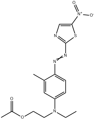酢酸2-[N-エチル-3-メチル-4-(5-ニトロチアゾール-2-イルアゾ)アニリノ]エチル 化学構造式