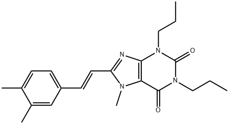 (E)-8-(3,4-Dimethylstyryl)-7-methyl-1,3-dipropylxanthine Structure
