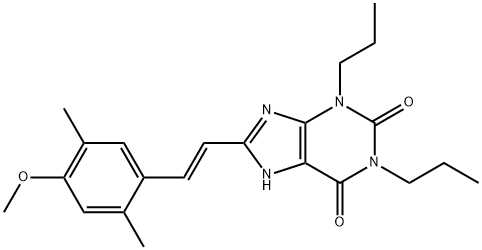 8-[(E)-2-(4-methoxy-2,5-dimethyl-phenyl)ethenyl]-1,3-dipropyl-7H-purin e-2,6-dione 结构式