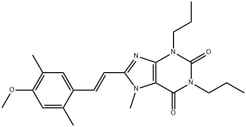 8-[(E)-2-(4-methoxy-2,5-dimethyl-phenyl)ethenyl]-7-methyl-1,3-dipropyl -purine-2,6-dione Structure