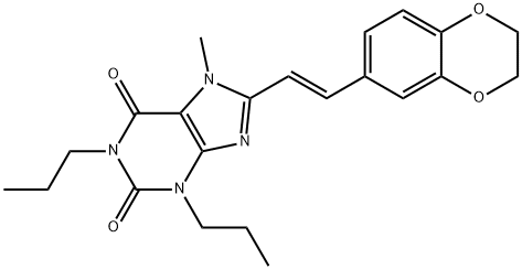 (E)-8-(2-(1,4-Benzodioxan-6-yl)vinyl)-7-methyl-1,3-dipropylxanthine Structure