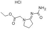1-Pyrrolidineacetic acid, 2-((aminocarbonyl)imino)-, ethyl ester, mono hydrochloride Structure