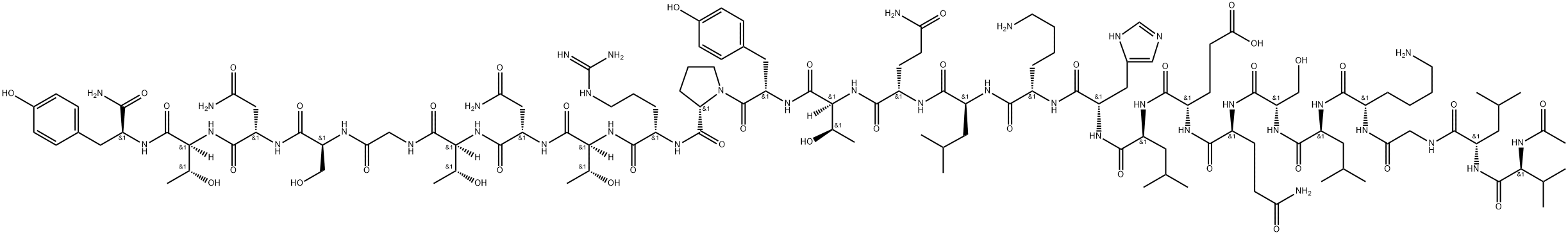 AC-VAL-LEU-GLY-LYS-LEU-SER-GLN-GLU-LEU-HIS-LYS-LEU-GLN-THR-TYR-PRO-ARG-THR-ASN-THR-GLY-SER-ASN-THR-TYR-NH2, 151804-77-2, 结构式