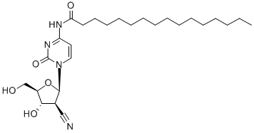 N-[1-[(2R,3S,4S,5R)-3-氰基-4-羟基-5-(羟甲基)氧杂环戊-2-基]-2-氧代嘧啶-4-基]十六酰胺, 151823-14-2, 结构式