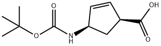 (1R,4S)-N-BOC-1-アミノシクロペント-2-エン-4-カルボン酸 化学構造式