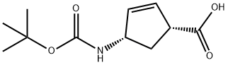 (+)-(1R,4S)-N-BOC-4-AMINOCYCLOPENT-2-ENECARBOXYLIC ACID Structure