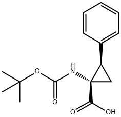 (1S,2R)-N-BOC-1-AMINO-2-PHENYLCYCLOPROPANECARBOXYLIC ACID 化学構造式