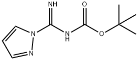 N-(tert-ブトキシカルボニル)-1H-ピラゾール-1-カルボキサミジン 化学構造式