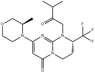 (S)-1-(3-methyl-2-oxobutyl)-8-((R)-3-methylmorpholino)-2-(trifluoromethyl)-3,4-dihydro-1H-pyrimido[1,2-a]pyrimidin-6(2H)-one Structure