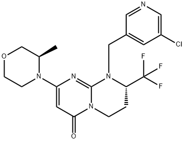 (S)-1-((5-chloropyridin-3-yl)methyl)-8-((R)-3-methylmorpholino)-2-(trifluoromethyl)-3,4-dihydro-1H-pyrimido[1,2-a]pyrimidin-6(2H)-one Structure