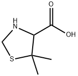 5,5-ジメチルチアゾリジン-4-カルボン酸 化学構造式