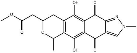 2,4,6,8,9,11-Hexahydro-5,10-dihydroxy-2,6-dimethyl-4,11-dioxo[2]benzopyrano[7,6-f]indazole-8-acetic acid methyl ester 结构式
