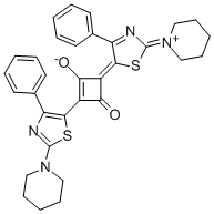 1-(4-Phenyl-2-piperidino-thiazol-5-yl)-3-(2,5-dihydro-4-phenyl-2-piperidin-1-ylidene-onium-thiazole-5-ylidene)-2-oxo-cyclobuten-4-olate Structure