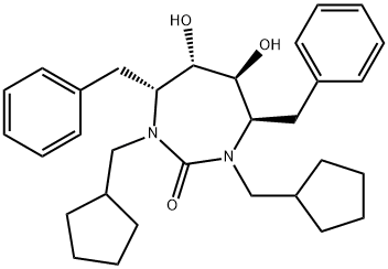 2H-1,3-Diazepin-2-one, 1,3-bis(cyclopentylmethyl)hexahydro-5,6-dihydro xy-4,7-bis(phenylmethyl)-, (4R,5S,6S,7R)-|