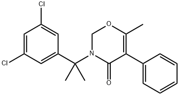 3-[1-(3,5-ジクロロフェニル)-1-メチルエチル]-3,4-ジヒドロ-6-メチル-5-フェニル-2H-1,3-オキサジン-4-オン 化学構造式