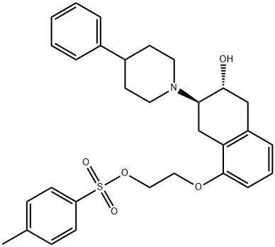 (-)-(2R,3R)-TRANS-2-HYDROXY-3-(4-PHENYLPIPERIDINO)-5-(2-TOSYLOXYETHOXY)-TETRALIN Struktur