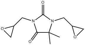 5,5-dimethyl-1,3-bis(oxiranylmethyl)imidazolidine-2,4-dione Struktur
