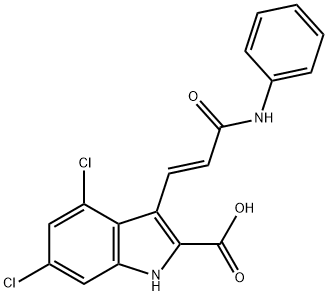 4,6-DICHLORO-3-[(1E)-3-OXO-3-(PHENYLAMINO)-1-PROPENYL]-1H-INDOLE-2-CARBOXYLIC ACID SODIUM SALT Structure