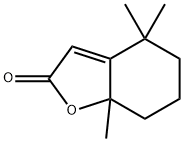 4,4,7a-トリメチル-5,6,7,7a-テトラヒドロベンゾフラン-2(4H)-オン 化学構造式