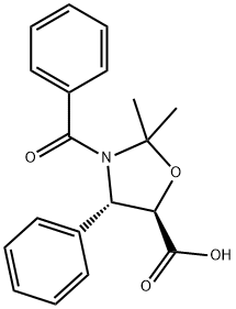 (4S,5R)-3-ベンゾイル-2,2-ジメチル-4-フェニルオキサゾリジン-5-カルボン酸 化学構造式