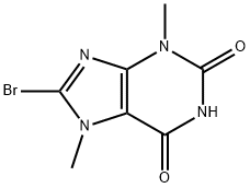8-溴-3,7-二甲基-3,7-二氢-1H-嘌呤-2,6-二酮, 15371-15-0, 结构式