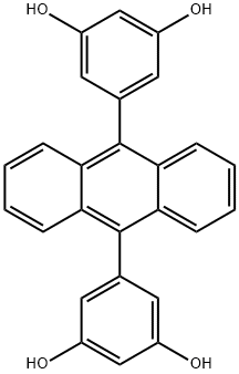 9,10-ビス(3,5-ジヒドロキシフェニル)アントラセン 化学構造式
