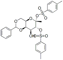 メチル4-O,6-O-(フェニルメチレン)-2-O,3-O-ビス(4-メチルフェニルスルホニル)-α-D-ガラクトピラノシド 化学構造式