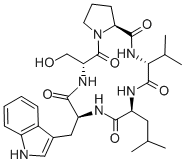 CYCLO(-D-SER-PRO-D-VAL-LEU-D-TRP), 153982-38-8, 结构式