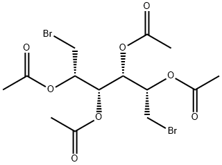 1,6-ジブロモ-1,6-ジデオキシ-D-マンニトール2,3,4,5-テトラアセタート 化学構造式