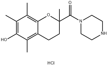 2,5,7,8-Tetramethyl-2-(piperazine-1-carbonyl)-3,4-dihydro-2H-1-benzopyran-6-ol hydrochloride Structure