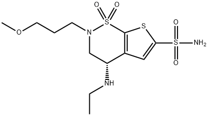 BRINZOLAMIDE RELATED COMPOUND A ((S)-(-)-4-ETHYLAMINO-2,3-DIHYDRO-2-(3-METHOXYPROPYL)-4H-THIENO-[3,2,E]-THIAZINE-6-SULFONAMIDE-1,1-DIOXIDE) 化学構造式