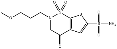 3,4-Dihydro-2-(3-methoxypropyl)-4-oxo-2H-thieno[3,2-e]-1,2-thiazine-6-sulfonamide 1,1-dioxide Structure