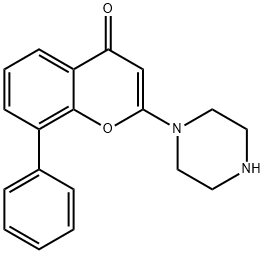 8-苯基-2-(1-哌嗪基)-4H-1-苯并吡喃-4-酮 结构式