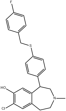 7-chloro-8-hydroxy-1-(4'-(4-fluorobenzyl)thiophenyl)-3-methyl-2,3,4,5-tetrahydro-1H-3-benzazepine Structure