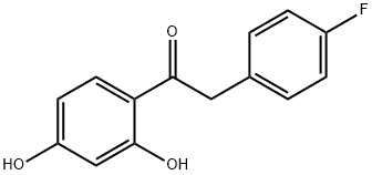 2-(4-フルオロフェニル)-2',4'-ジヒドロキシアセトフェノン 化学構造式