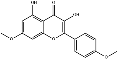 3,5-ジヒドロキシ-7-メトキシ-2-(4-メトキシフェニル)-4H-1-ベンゾピラン-4-オン 化学構造式
