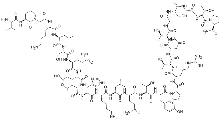 VAL-LEU-GLY-LYS-LEU-SER-GLN-GLU-LEU-HIS-LYS-LEU-GLN-THR-TYR-PRO-ARG-THR-ASN-THR-GLY-SER-GLY-THR-PRO-NH2 结构式