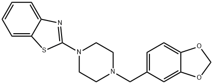 2-[4-(1,3-ベンゾジオキソール-5-イルメチル)-1-ピペラジニル]ベンゾチアゾール 化学構造式