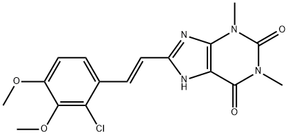 1H-Purine-2,6-dione, 3,7-dihydro-8-(2-(2-chloro-3,4-dimethoxyphenyl)et henyl)-1,3-dimethyl-, (E)- Structure