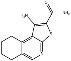 1-アミノ-6,7,8,9-テトラヒドロチエノ[2,3-C]イソキノリン-2-カルボキサミド 化学構造式