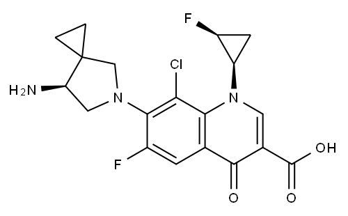 155421-11-7 3-Quinolinecarboxylic acid, 7-[(7S)-7-aMino-5-azaspiro[2.4]hept-5-yl]-8-chloro-6-fluoro-1-[(1R,2S)-2-fluorocyclopropyl]-1,4-dihydro-4-oxo-