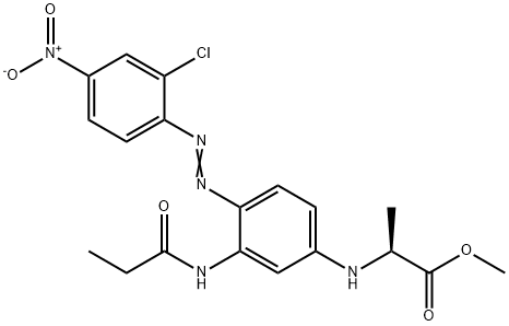 L-Alanine, N-4-(2-chloro-4-nitrophenyl)azo-3-(1-oxopropyl)aminophenyl-, methyl ester Struktur