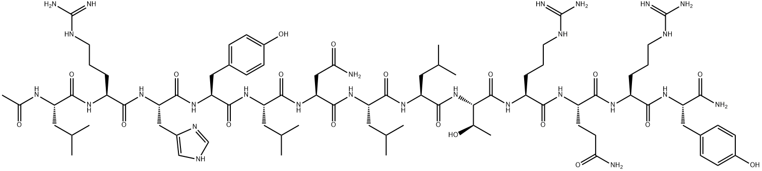 AC-LEU-ARG-HIS-TYR-LEU-ASN-LEU-LEU-THR-ARG-GLN-ARG-TYR-NH2 Structure